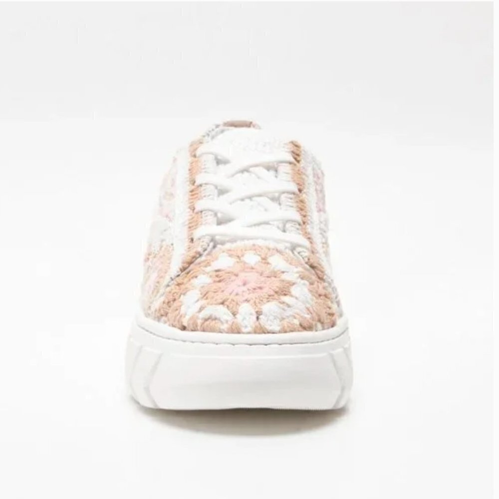 FREE PEOPLE Catch Me If You Can Crochet Sneakers Pink Blush NWOT JB - Picture 3 of 13